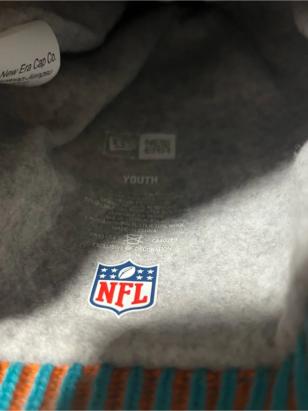 Miami Dolphins Youth Pom Beanie Hat with Vintage Logo